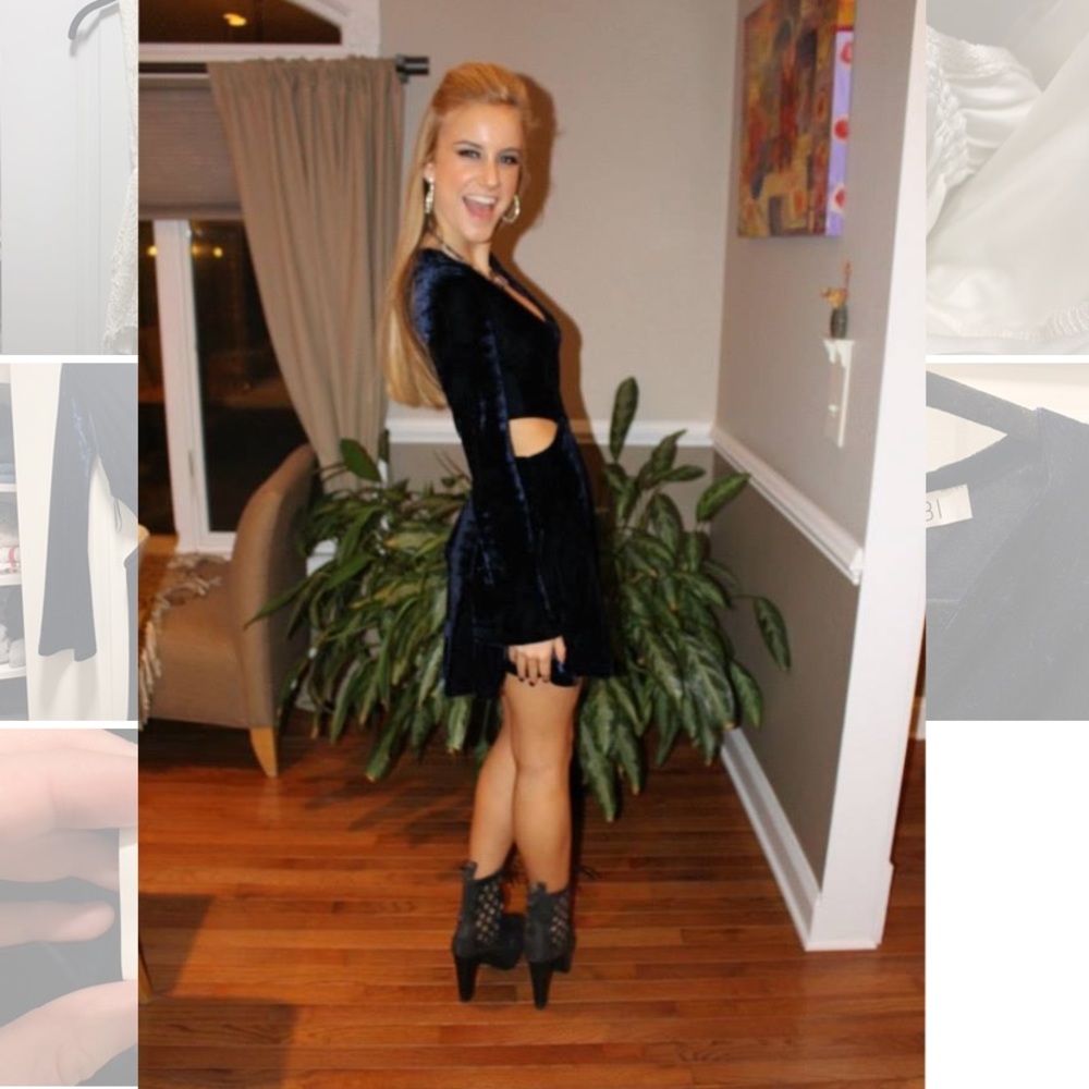 Navy Blue Velvet Tobi Dress !!
